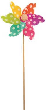 Colorful Pinwheel 10 cm+ stick, Polka Dots