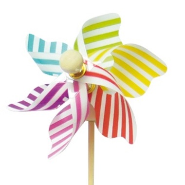 Pinwheel 9 cm+ stick, Striped