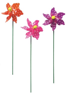 Pinwheel with Dots, 9 cm + Stick