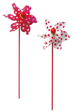 Pinwheel with Dots, 9 cm + Stick