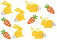Rabbits and Carrots 4 cm with Double-sided Sticker, 10 pcs Bag