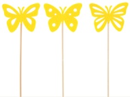 8887 Motýl filcový žlutý zápich 7 cm + špejle-1