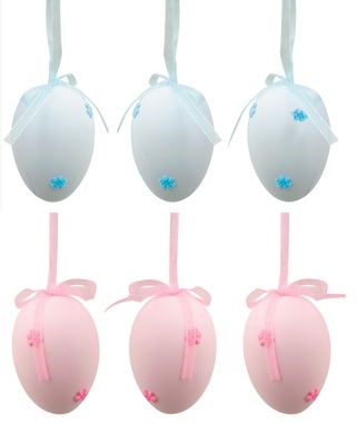 Hanging Plastic Eggs 5 cm, 6 pcs in Bag