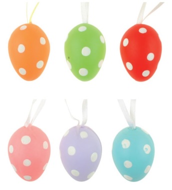 Hanging Plastic Eggs 4 cm, 6 pcs in Bag