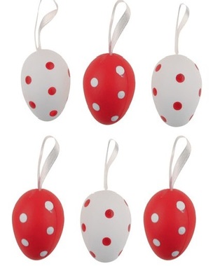 Hanging Plastic Eggs 4 cm, 6 pcs in polybag 