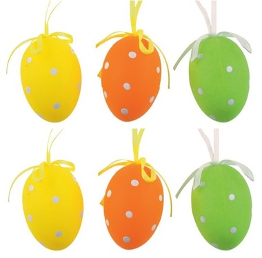 Hanging Plastic Eggs 6 cm, 6 pcs in polybag 