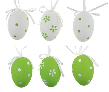 Hanging Plastic Eggs 6 cm, 6 pcs in polybag