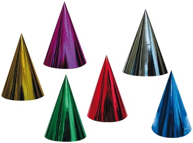 Party Cone Hat Holographic 6 pcs