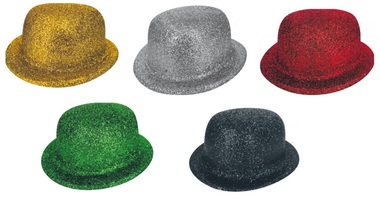 Bowler Hat with Glitter, height 10 cm