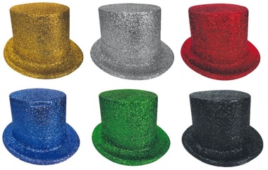 Top Hat with Glitter, height 13 cm