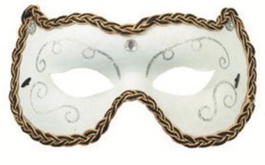 Masquerade Mask 19 cm White w/Ornaments