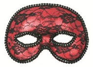 Masquerade Mask 19 cm Red w/Lace