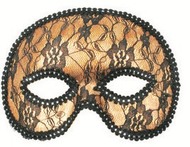 Masquerade Mask 19 cm Golden w/Lace