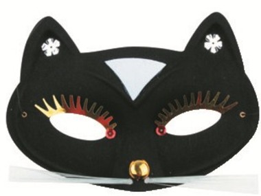 Masquerade Mask 23 cm Black Cat