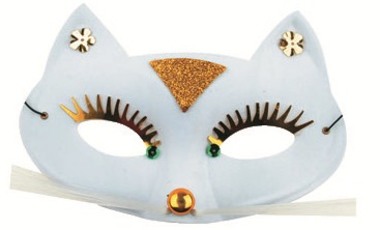 Masquerade Mask 23 cm White Cat