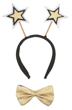 Set of Headband and Gold Bow 12 cm