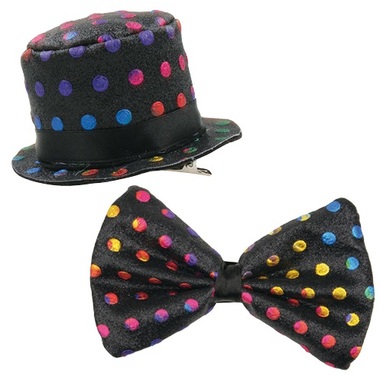 Set of Carnival Hat on clip 9 cm and Bow