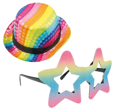 Set of Carnival Hat on clip 9 cm and Glasses