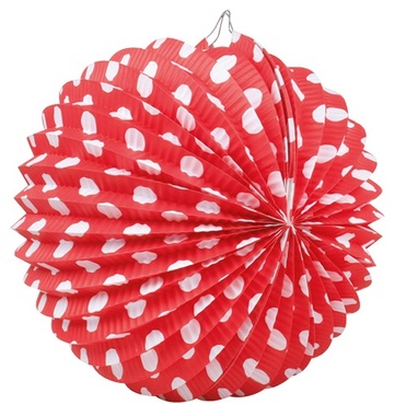 Lantern red with white dots 23 cm