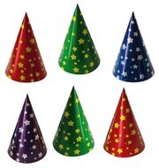 Metallic Star Cone Hats 6 pcs