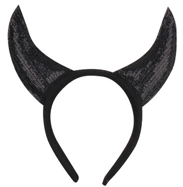 Headband with Devil Horns (Black Glittering)