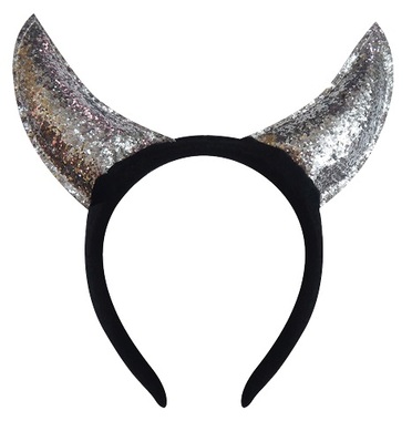 Headband with Devil Horns (Silver Shine)
