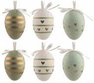 9301 Velikonočn&iacute; vejce plastov&aacute; Zlat&aacute; srd&iacute;čka 6 cm na zavě&scaron;en&iacute;, 6 ks v s&aacute;čku-1