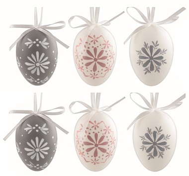 Easter Eggs plastic Flowers 6 cm for hanging, 6 pcs in a bag