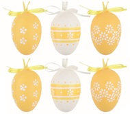 9321 Velikonočn&iacute; vejce plastov&aacute; Žlut&aacute; kv&iacute;tka 6 cm na zavě&scaron;en&iacute;, 6 ks v s&aacute;čku-1