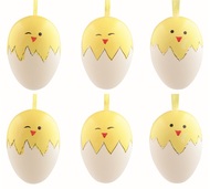 9326 Sada velikonočn&iacute;ch plastov&yacute;ch vajec Kuř&aacute;tka 6 cm na zavě&scaron;en&iacute;, 6 ks v s&aacute;čku-1