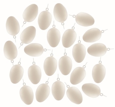 Set of Easter plastic Eggs White 4 cm for hanging, 24 pcs in a bag