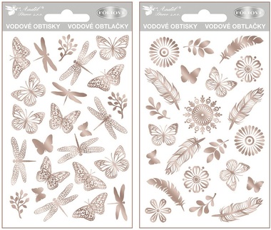 Water decals, Silver foil, 9 × 15 cm