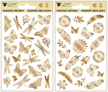 Water decals, Gold foil, 9 × 15 cm
