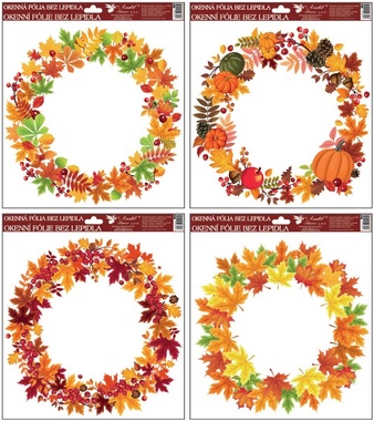 Self-Adhering Window Decoration 30x30 cm,Autumn Wreath