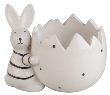 Standing Ceramic Bunny with Flower Pot 13.5 x 10 x 11.5 cm
