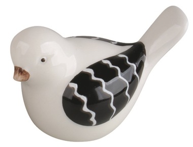 Standing Ceramic Bird with Black Details 8 x 5.5 x 5.5 cm