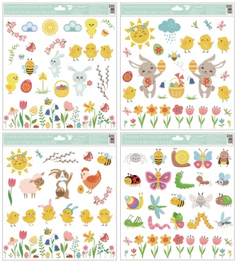 Self-Adhering Window Decoration 30 × 33.5 cm, Chicks with Sun