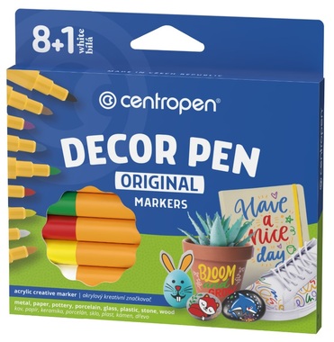 DECORPEN markers for metal, glass, plastic, ceramic, stone, 8+1 pcs, CENTROPEN