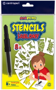 Stencils A5, Farm, 8 pcs, CENTROPEN