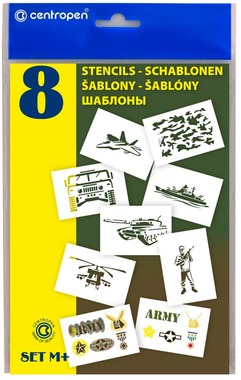 Stencils A5, Military Themes, 8 pcs, CENTROPEN