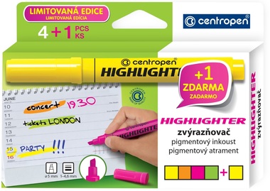  Highlighter 8552 1-4 mm in a box, 4 colors + 1 free, CENTROPEN