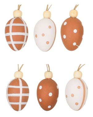 Hanging Plastic Eggs 4 cm, 6 pcs in polybag 