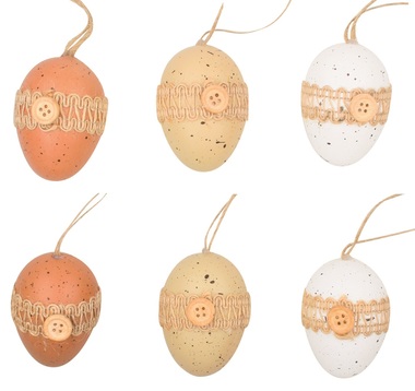 Hanging Plastic Eggs 6 cm, 6 pcs in polybag 