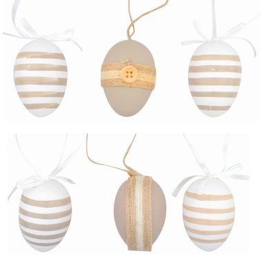 Hanging Plastic Eggs 6 cm, 6 pcs in polybag 