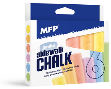 Sidewalk chalks size M, round 6 pcs in a box, mix of colors