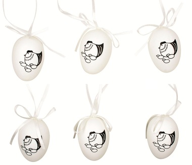 Hanging Plastic Eggs 6 cm, 6 pcs in polybag 