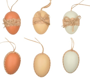 Hanging Plastic Eggs 6 cm, 6 pcs in polybag 