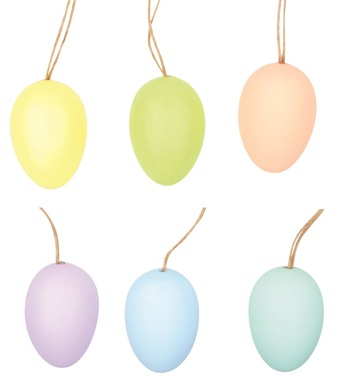 Hanging Plastic Eggs 6 cm, 6 pcs in polybag 