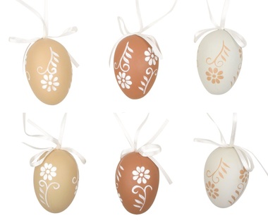 Hanging Plastic Eggs 6 cm, 6 pcs in polybag 