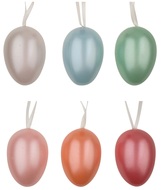 Hanging Coloured Plastic Eggs 6 cm, 6 pcs in Polybag